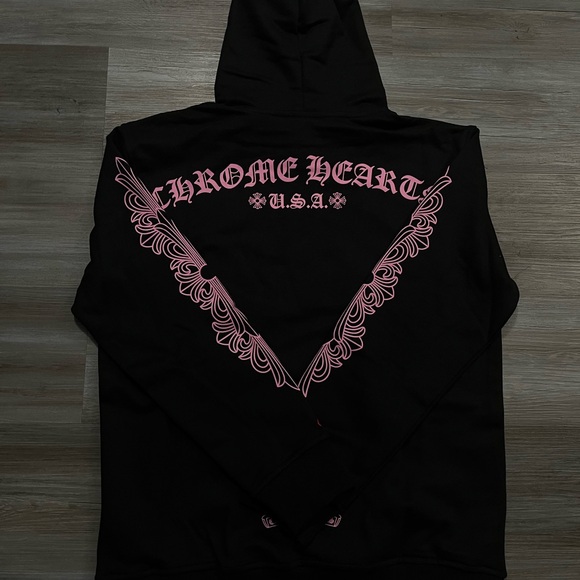 Chrome Hearts Black Hoodie with Pink Script Trim Size M - Picture 3 of 3